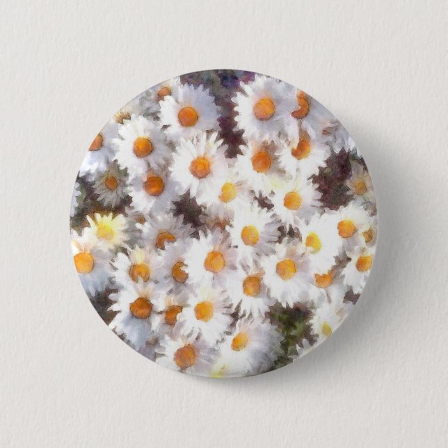 Spring Daisy Wildflower Watercolor Button (Front)