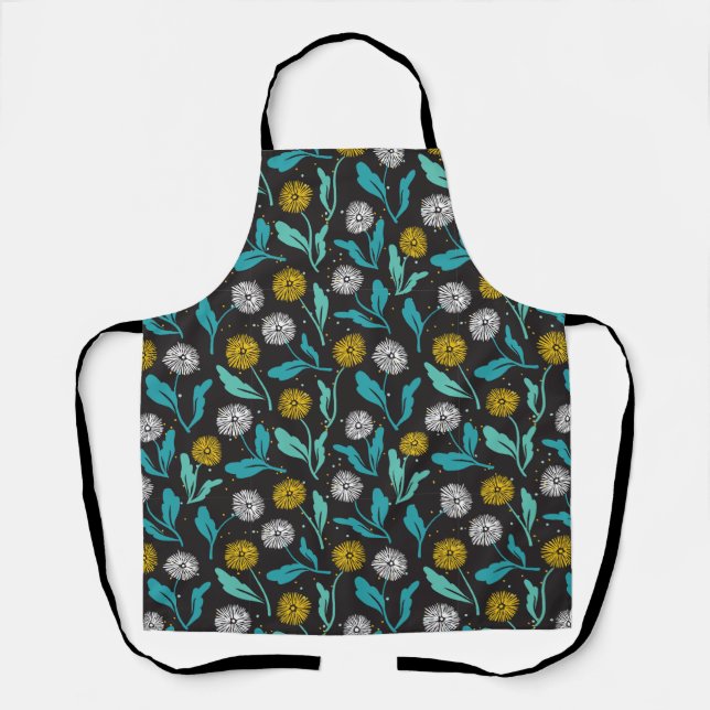 Spring Dandelion Flowers and Leaves Design Apron (Front)