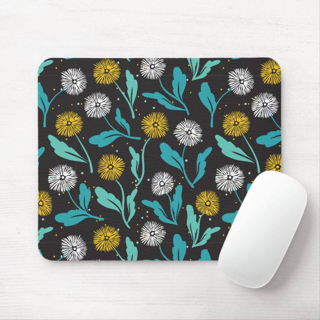 Spring Dandelion Flowers and Leaves Design Mouse Pad (With Mouse)