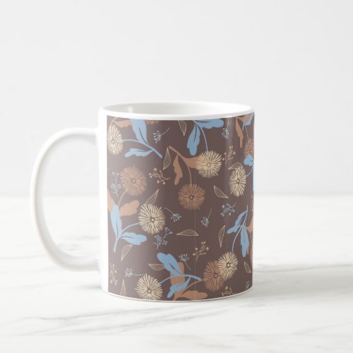Spring Dandelion Pattern in Brown Color Palatte Coffee Mug