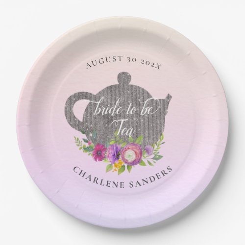 Spring Dawn Ranunculus and Rose Ombre Bridal Tea Paper Plates