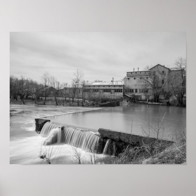 Spring Day At Ozark Mill Grayscale Poster (Front)