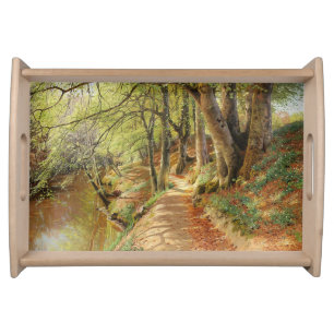 Spring day in the forest by Peder Mork Monsted Serving Tray