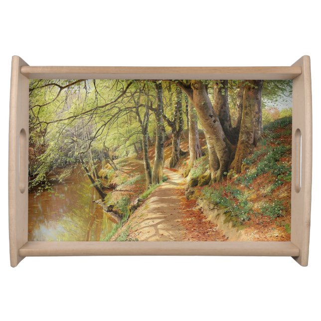 Spring day in the forest by Peder Mork Monsted Serving Tray (Front)