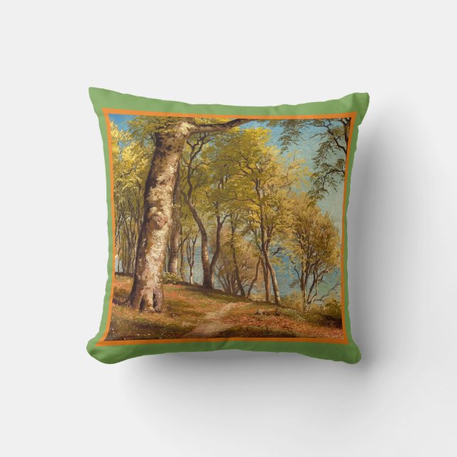 Spring day in the forest by Peder Mork Monsted Throw Pillow (Front)