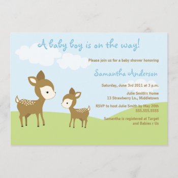Spring Deer And Fawn Baby Shower Invite - Boy by oddowl at Zazzle