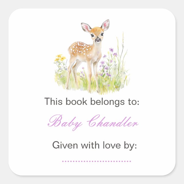 Spring Deer Baby Shower Bookplate (Front)