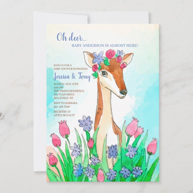 Spring Deer Baby Shower Invitation (Front)