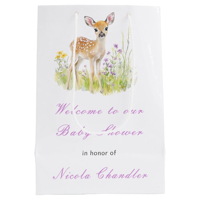 Spring Deer Baby Shower  Medium Gift Bag (Back)