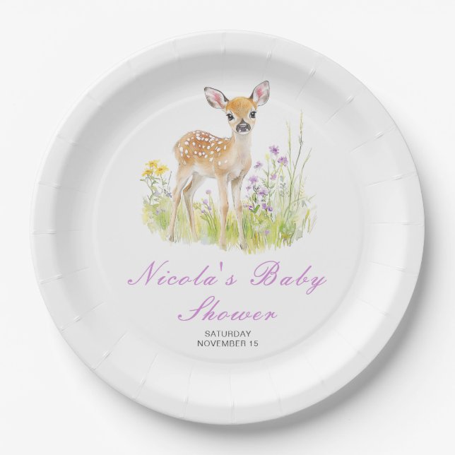Spring Deer Baby Shower  Paper Plates (Front)