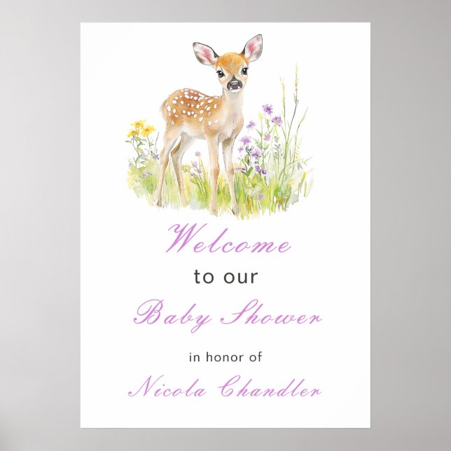 Spring Deer Baby Shower  Poster (Front)