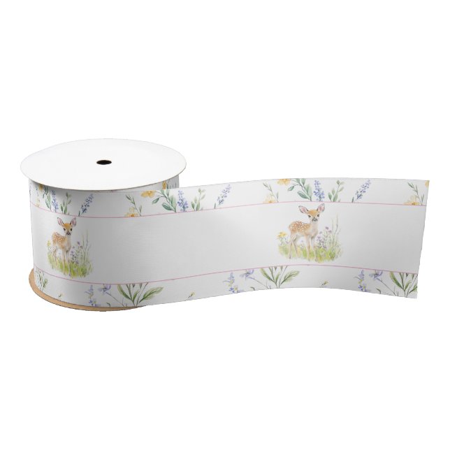 Spring Deer Baby Shower  Satin Ribbon (Spool)