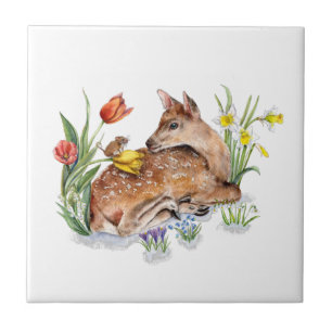 Spring Deer Ceramic Tile