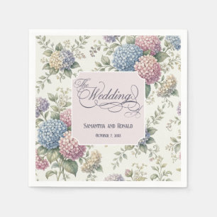 Spring Delicate Hydrangea Flowers Wedding Napkins