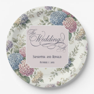 Spring Delicate Hydrangea Flowers Wedding Paper Plates