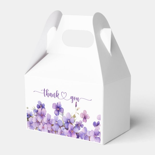 Spring Delicate Violet Flowers Baby Shower Favor Boxes (Front Side)