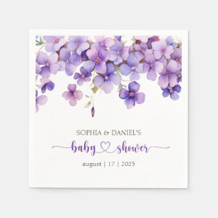 Spring Delicate Violet Flowers Baby Shower Napkins