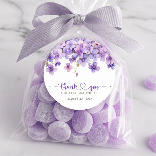 Spring Delicate Violet Flowers Thank You Classic Round Sticker
