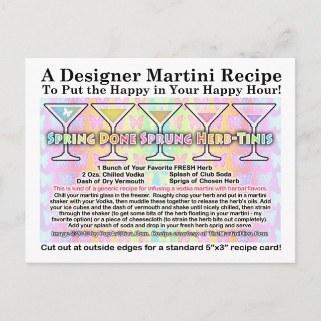 Spring Done Spring Herb Martini Recipe Card (Front)