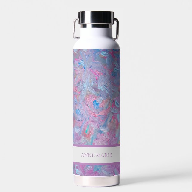 Spring Dream Floral Custom Name Water Bottle (Front)