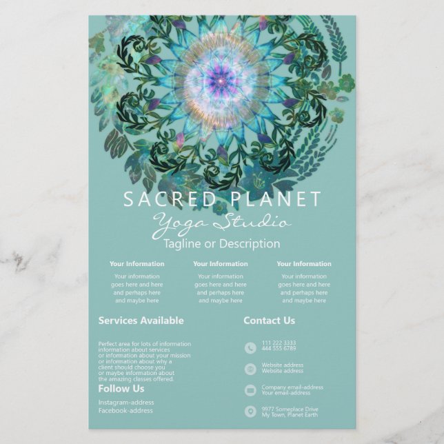 Spring Dreams Mandala Teal Intro | Services Flyer (Front)