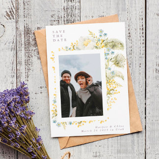 Spring Dreams Wild Florals Watercolor Wedding Save The Date