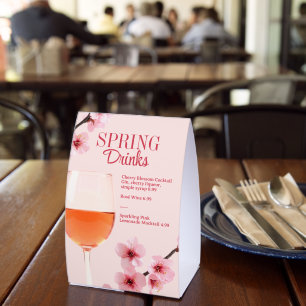 Spring Drinks Cocktail Bar or Table Brunch LTO Paper Table Tent