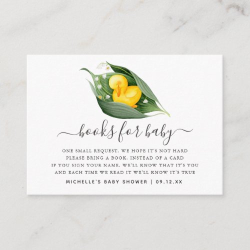 Spring Duckling Baby Shower Book Request Enclosure Card