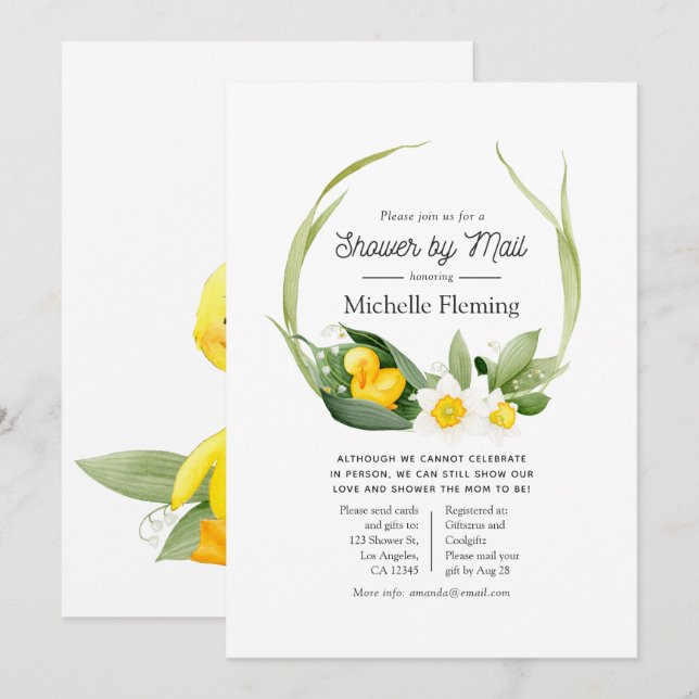 Spring Duckling Baby Shower by Mail Invitation (Front/Back)