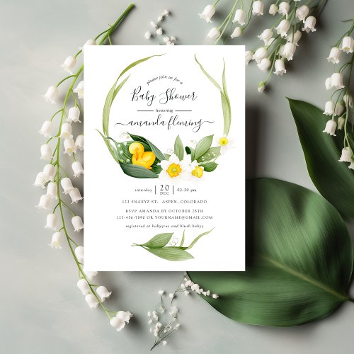 Spring Duckling Lilly of the Valley Baby Shower Invitation