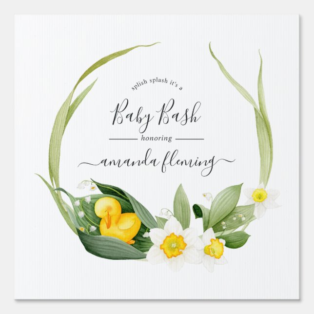 Spring Duckling Splish Splash Baby Shower Welcome Sign (Front)