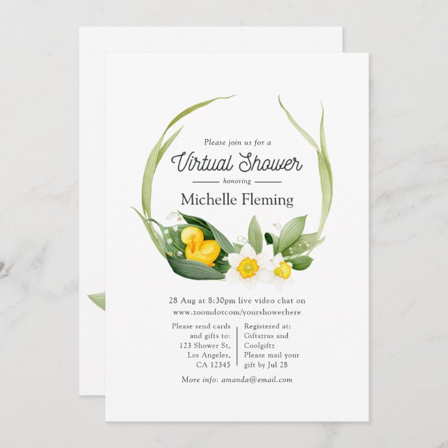Spring Duckling Virtual Baby Shower Invitation (Front/Back)
