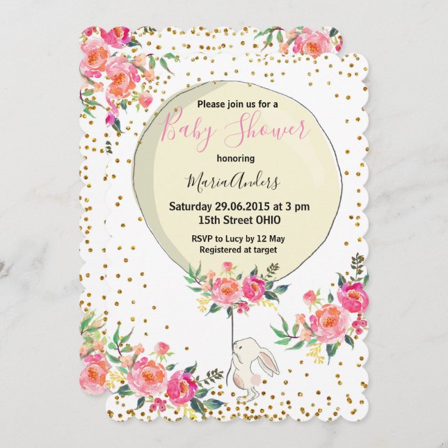 Spring Easter Baby shower invitation (Front/Back)