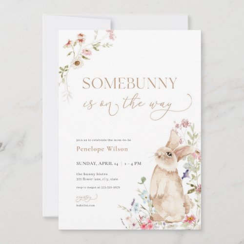 Spring Easter Bunny Baby Shower Invitation