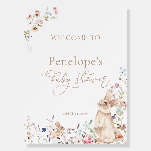 Spring Easter Bunny Baby Shower Welcome Sign (Front)