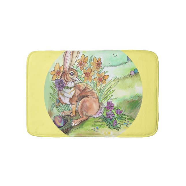Spring Easter Bunny Bathroom Mat (Front)