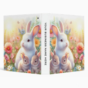Spring Easter Bunny Family Floral Garden 3 Ring Binder