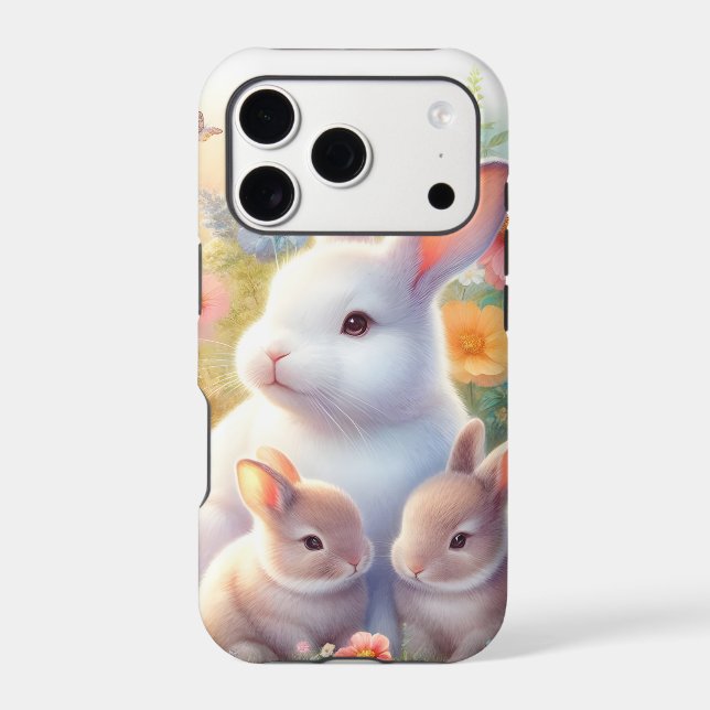 Spring Easter Bunny Family Floral Garden Case-Mate iPhone Case (Back)