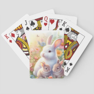 Spring Easter Bunny Family Floral Garden Poker Cards