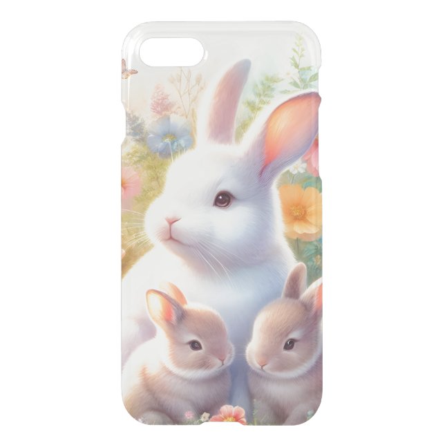 Spring Easter Bunny Family Floral Garden Uncommon iPhone Case (Back)