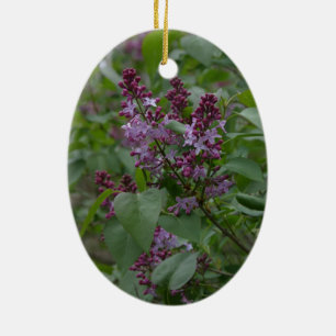 Spring/Easter: Curious lamb, lyric lylacs Ceramic Ornament