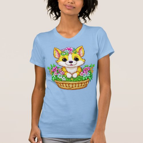 Spring Easter Cute Dog in Flowers T_Shirt