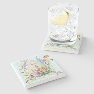 Spring Easter Egg Bird Flowers Floral  Stone Coaster