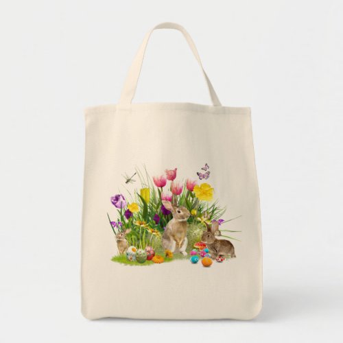 Spring Easter Egg Hunt Floral Tote Bag