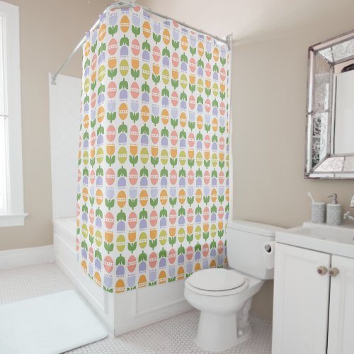 Spring Easter Eggs  Tulips Shower Curtain