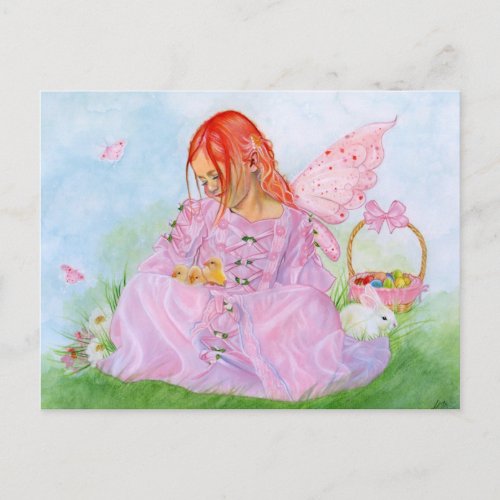 Spring Easter Fairy Bunny Postcard