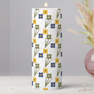 Spring Easter Florals Yellow Pillar Candle