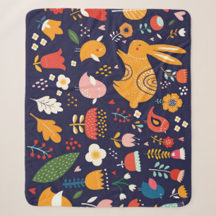 Spring Easter: flowers, bunnies collection Sherpa Blanket