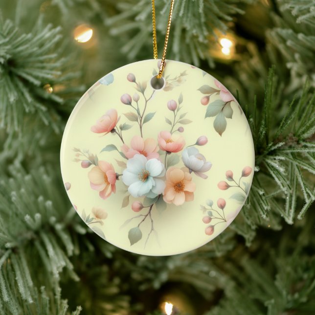 Spring Easter Flowers Ceramic Ornament (Tree)