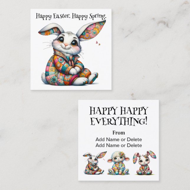 Spring Easter Handout - See Back!  Square Business Card (Front/Back)